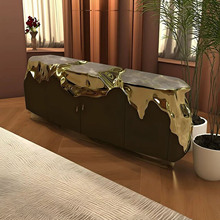 意式轻奢黄铜餐边柜家用设计师款实木储物柜别墅客厅时尚收纳柜