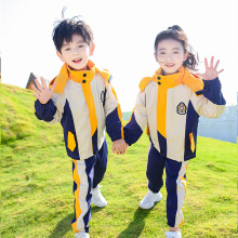 幼儿园园服冲锋衣三件套班服儿童冬季加厚校服中小学生英伦风班服
