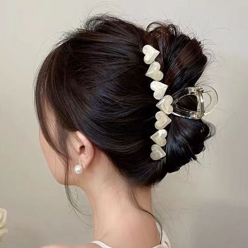 Elegante pinza de perlas de temperamento pinza de tiburón mediana pinza para el cabello mujer 2025 nuevo sombrero de clip de cabeza de sentido avanzado