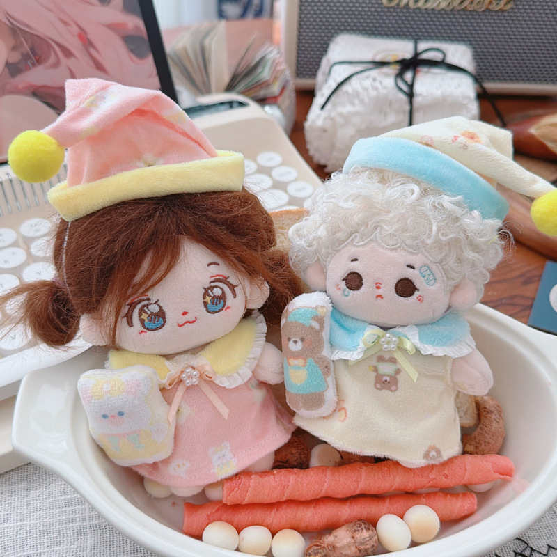 10cm Cotton Doll Clothes Plush Toy Dress-Up Cute Pajamas Nightgown Clothes Hat Decoration Replacement