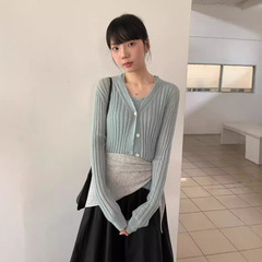 6UP早秋韓系兩件套毛衣廣州13行新款慵懶風休閒小個子上衣女90082