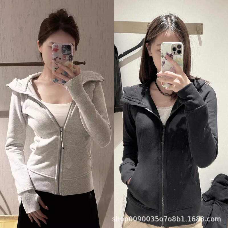 Lulu Original Standard Scuba Women's Hooded Slim-Fit Hoodie Yoga Clothes Casual Sports Yoga Jacket Lulu Original Standard Scuba Women's Hooded Slim-Fit Hoodie Yoga Clothes Casual Sports Yoga Jacket