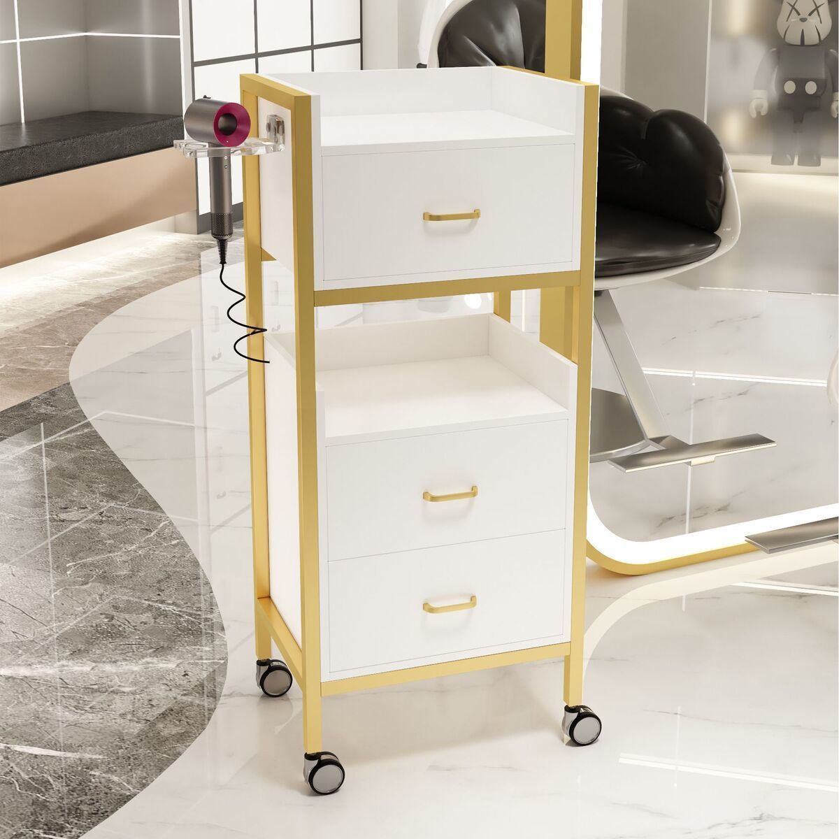 Nuevo gabinete de herramientas de peluquería de alta calidad gabinete de herramientas de salón de peluquería carro sin instalación móvil gabinete de herramientas de peluquería de madera sólida