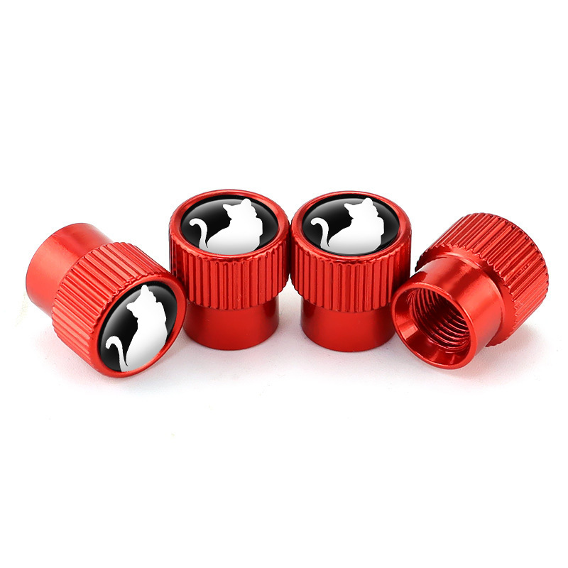 Kitten car valve cap aluminum alloy universal tire valve cap durable rust-proof air leakage 4 Pack