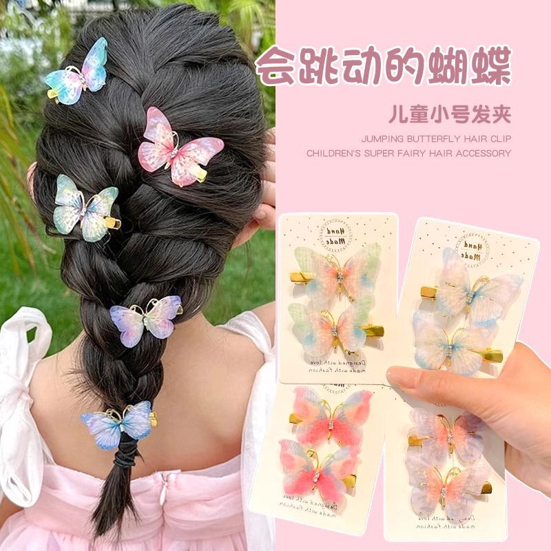 Clips para el cabello de los niños se moverá, clips para el cabello de mariposa de diamante, clips para el cabello de cabello lindo, clips para el lado, clips para el cabello roto, clips para el bang