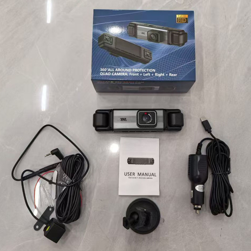 Cross-Border Four-Lens Driving Recorder, High-Definition 1080P Wide-Angle Night Vision, Wifi In-Car Front and Rear Vehicle Recorder