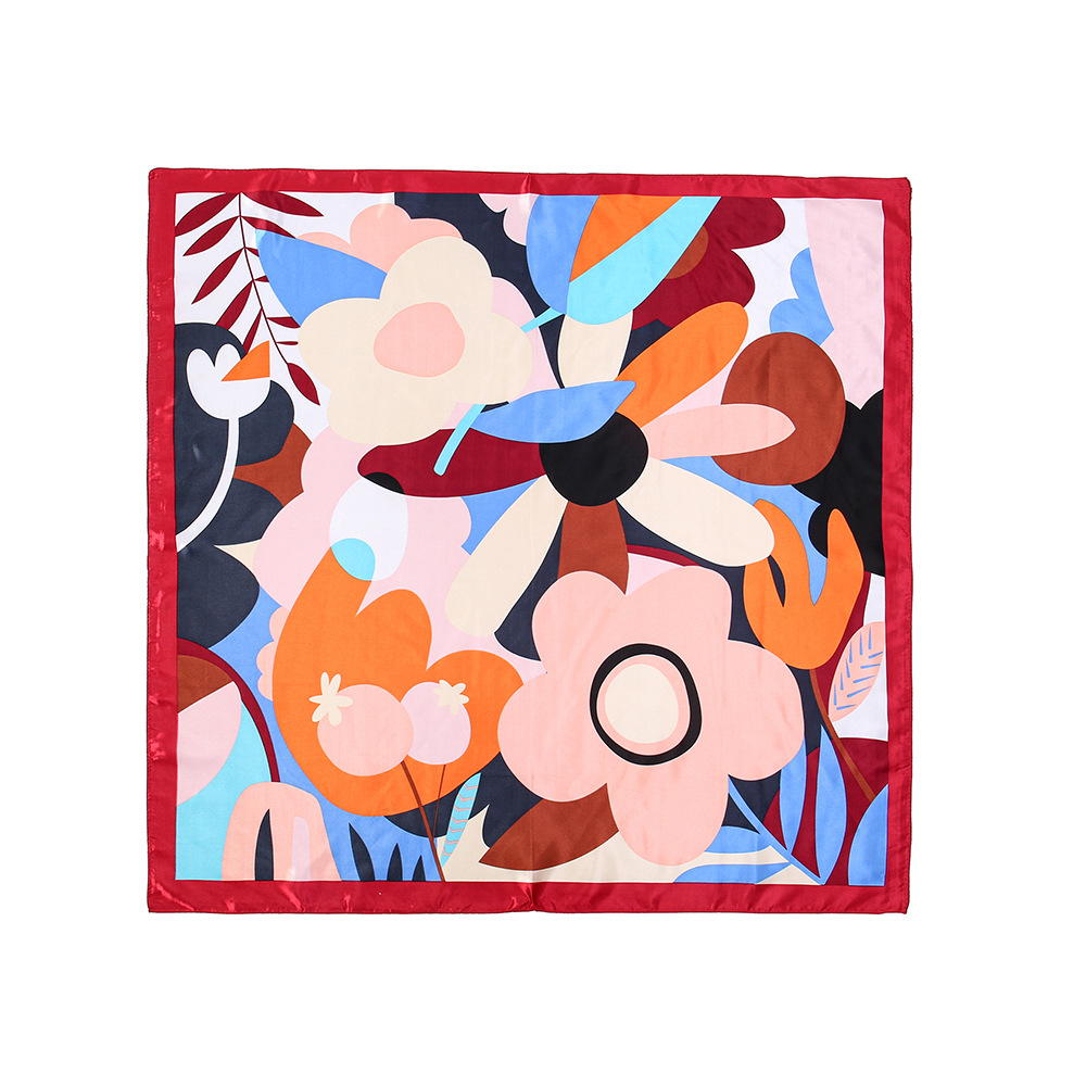 Pañuelo cuadrado de 90 colores fresco y lindo, flor, viaje de viaje, bufanda de seda estampada de moda multiusos, bufanda cuadrada con cuello femenino