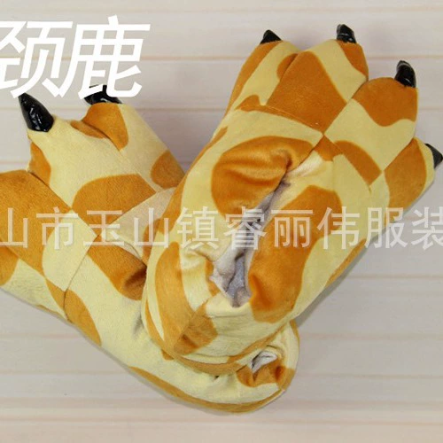 cartoon comfortable footwear slippers keep warm flannel dinosaur tiger