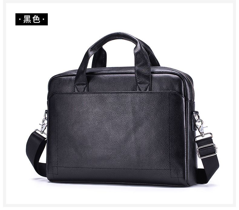 Cặp công sở nam da bò lớp đầu tiên Lion Leiden, túi xách tay đeo vai đựng laptop 15.6 inch — Màu cà phê, Màu đen chi tiết 13