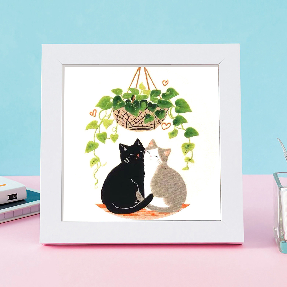 Mona Lisa real bordado cruzado gatito dormido cálido gato colección nueva pequeña pieza de bordado de hilo hecha a mano image 3