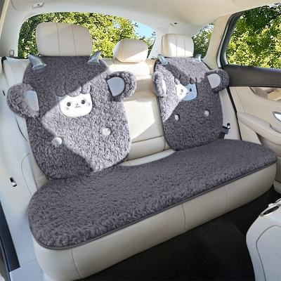 Wool pad — plush seat pad, winter wool - dark-gray-rear-three-seaterthickened-lambswool-super-warm-non-slip-and-durable