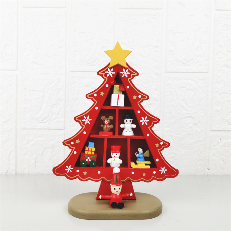 クリスマスの木製の格子の人形のクリスマスツリーdiyは家のデスクトップの置物のテーブルの装飾用品をつづり合わせます。|undefined