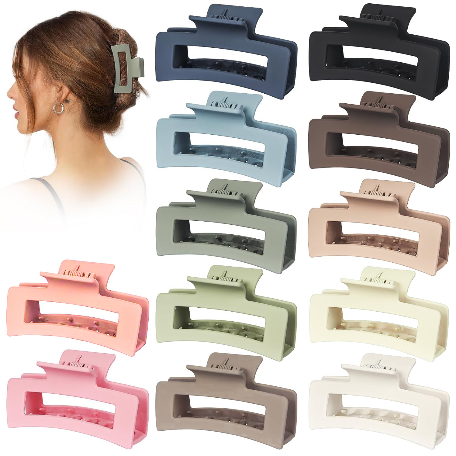 Amazon's Best-Selling Hair Accessories for Women, Matte Rectangular Hair Clip, Simple Ponytail Hair Clip, Shark Clip for the Back of the Head