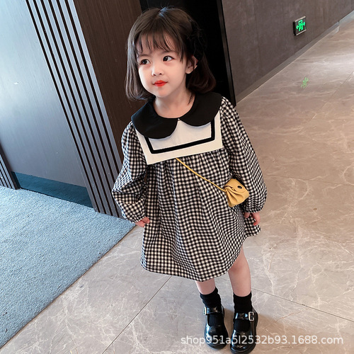 Girls' Spring and Autumn Fashion Viral Trendy Dress  New Korean Version College Girl Baby Skirt Princess Dress Trendy