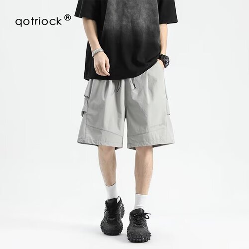 Men's Summer Trend Brand Loose Grey Athletic Five-Finger Beach Casual Shorts