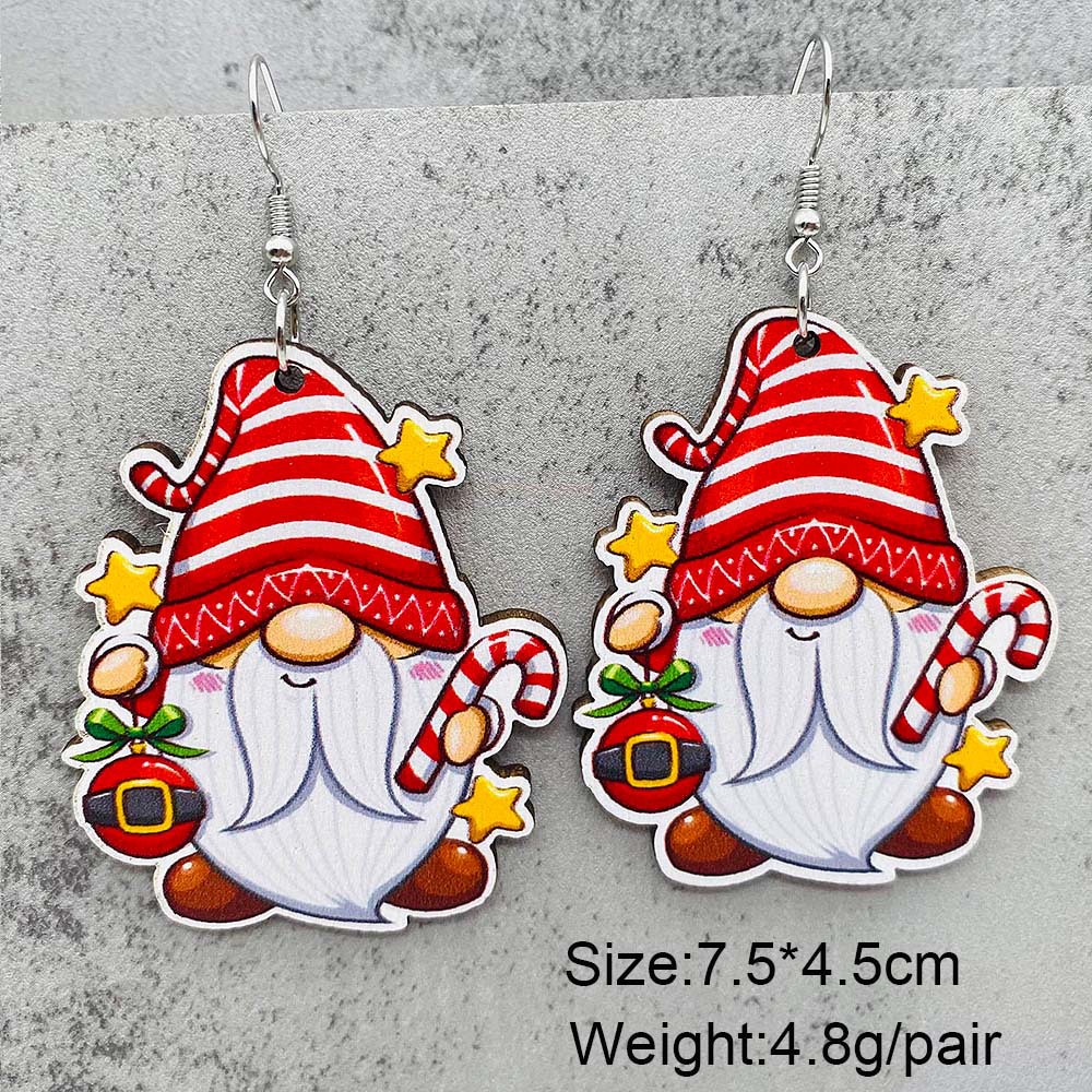 6g Weight Ear hook Event & Party Supplies Ear hook Classification 1 Pair Quantity Holiday, Party Occasion Wood Material Christmas Festival Christmas Hat, Christmas Tree, Santa Claus Pattern Women's Gender Cute Style 1 Pair Cute Christmas Hat Christmas Tree Santa Claus Wood Ear Hook 11