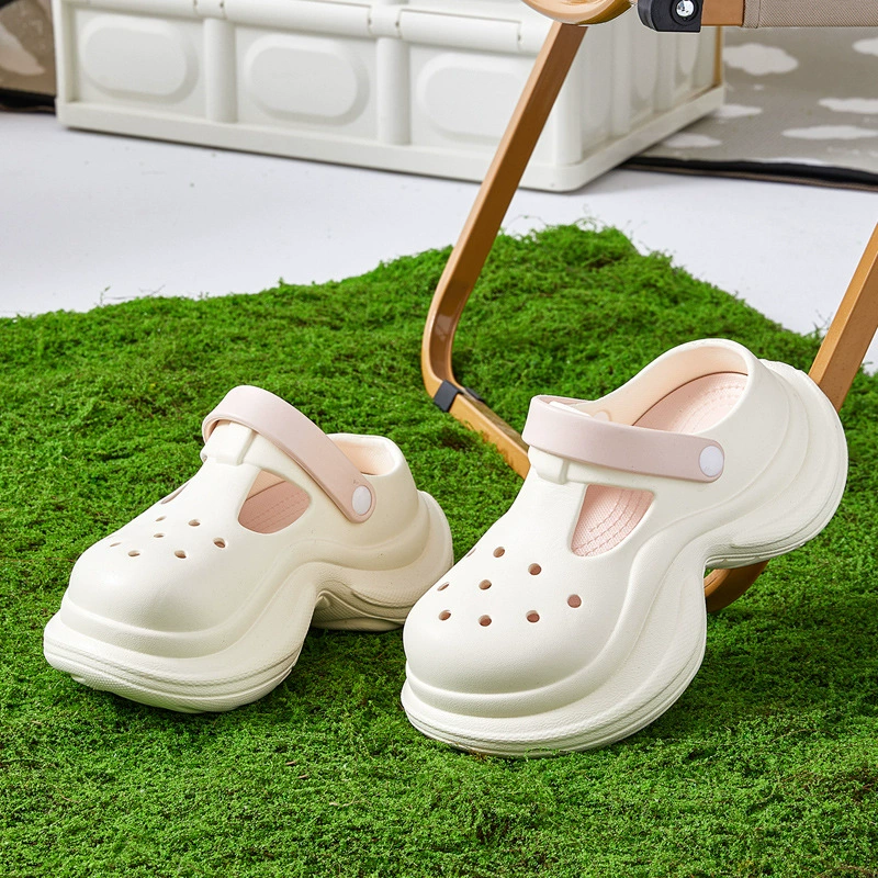 Сабо EVA для женщин, новая весенне-летняя мода, простая маленькая талия, двухцветные женские уличные сабо на толстой подошве для увеличения роста.