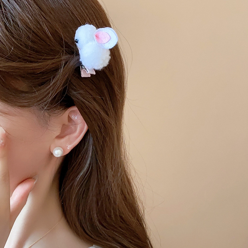 Women's Gender Cute Sweet Korean Style Women's Rabbit Mouth Alloy Plush Hair Clip