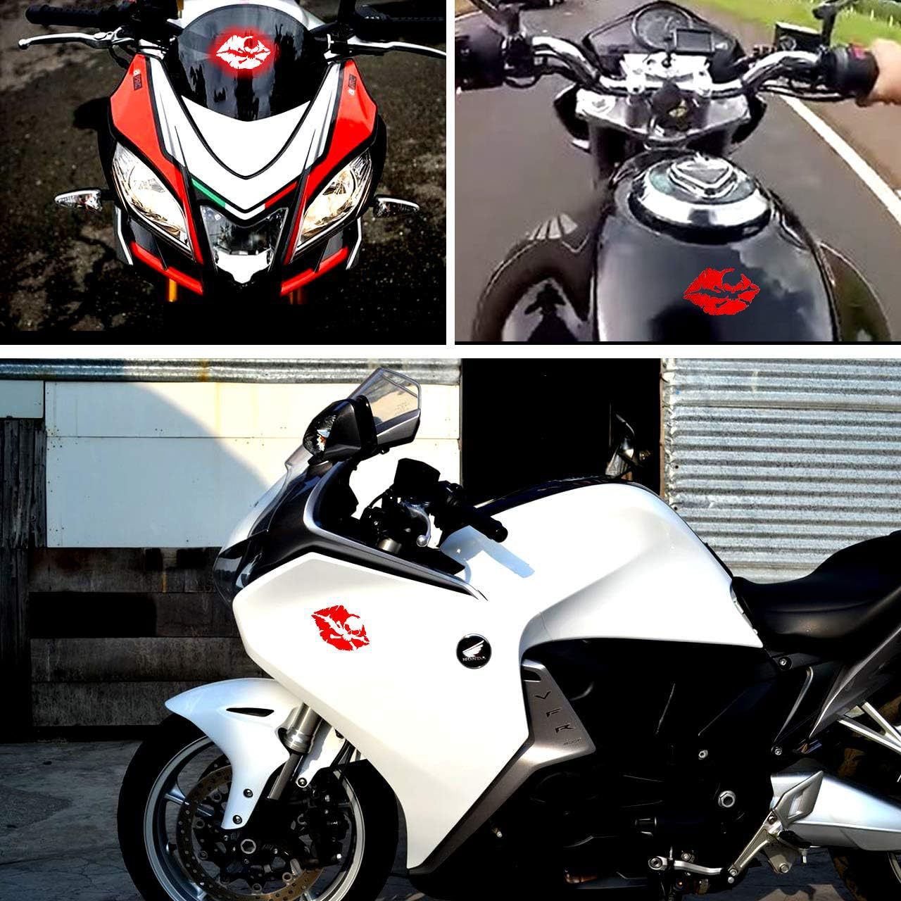 Kiss Of Death Skull Crossbones Lips Reflective Sticker Waterproof Car Motorcycle Helmet Notebook Decal_voghion.com