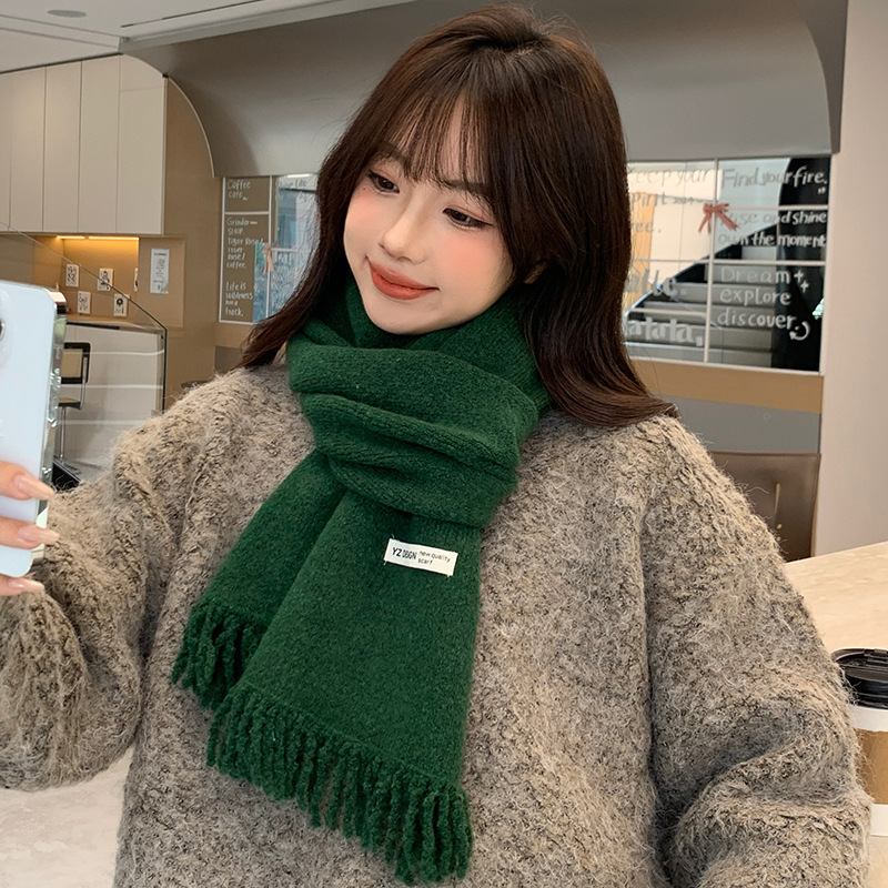 围巾女2025新款高级感保暖加厚柔软针织围脖冬季安可拉红学生百搭|undefined