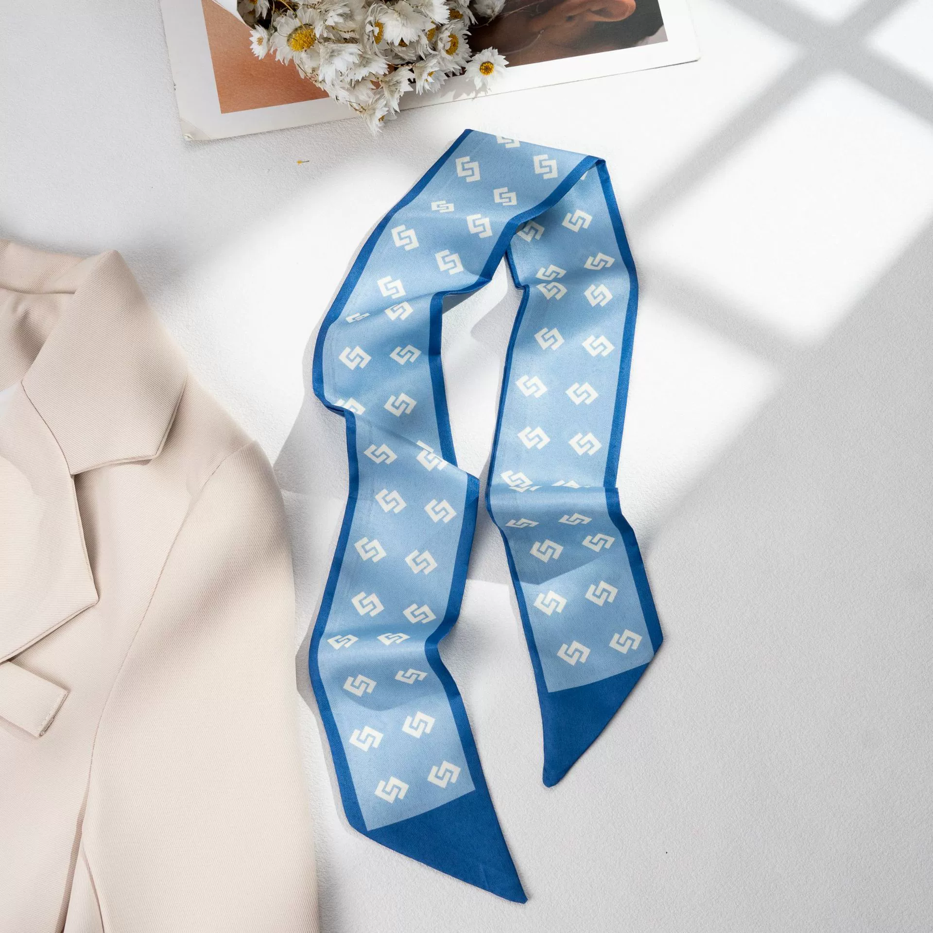 Silk Scarf Hairband (Suhang) long streamer 89×3.8 cm, lightweight gift box option