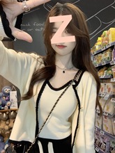 2025秋季新款韩版时尚开衫套装入秋穿搭高腰阔腿裤休闲三件套女潮