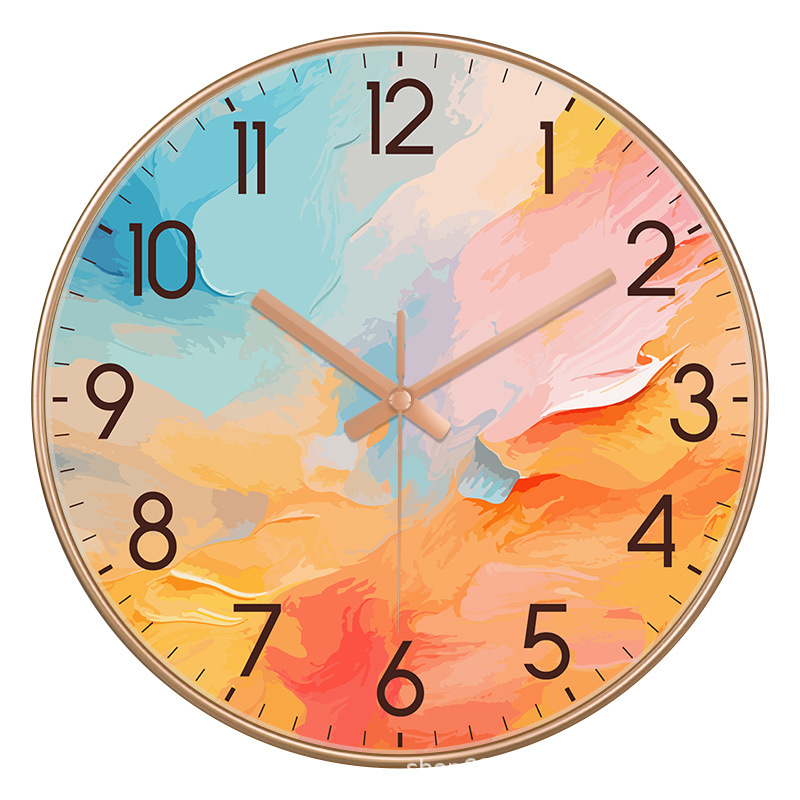 Reloj pastoral moderno nórdico de lujo ligero, reloj de pared de radio para sala/dormitorio/hogar, reloj de cuarzo de arrebol