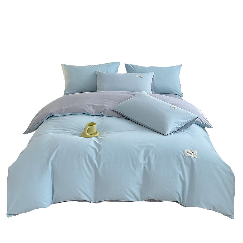 Estilo simple algodón lavado de algodón traje de cuatro piezas 100 algodón individual funda de edredón otoño e invierno dormitorio de estudiantes ropa de cama