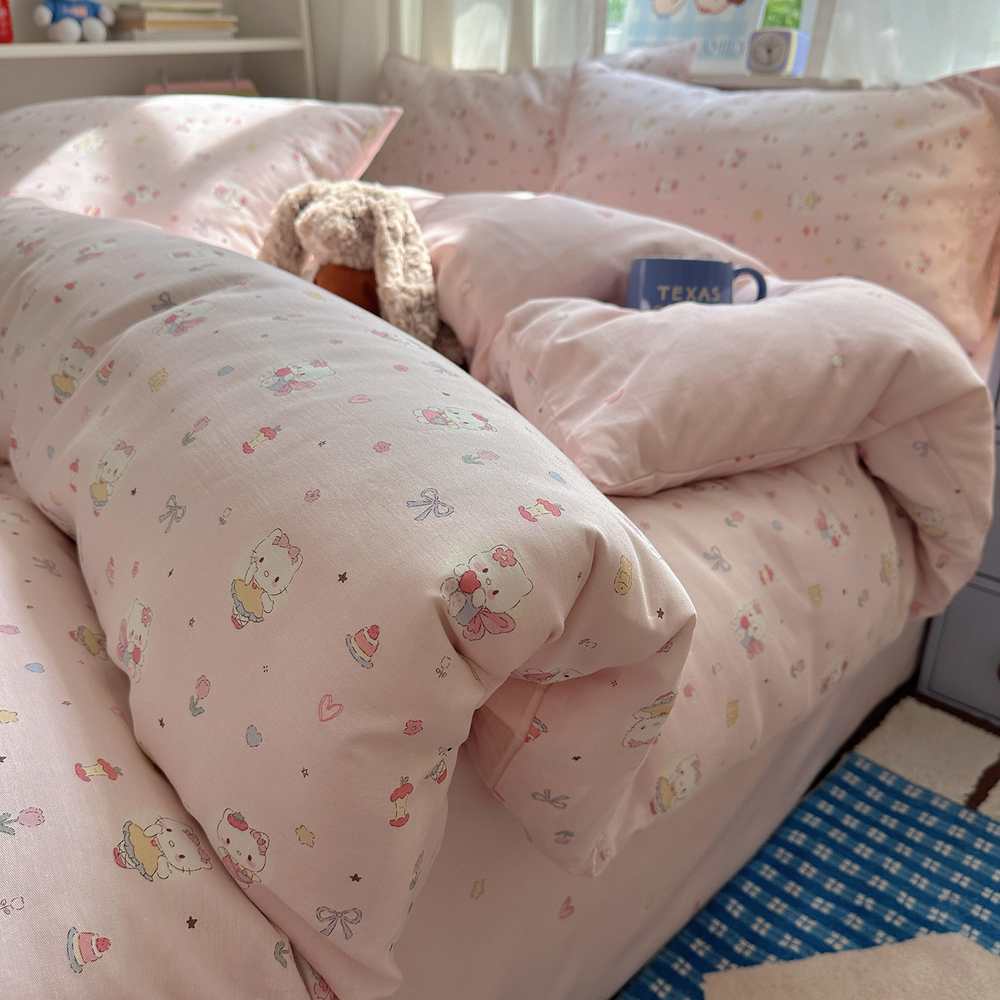 Queso Katie (¡Recomendado!) / Juego de sábanas de 1,2 m de tres piezas [funda de edredón 150*200cm sábana de cama 180*230cm funda de almohada 48*74cm * 1]