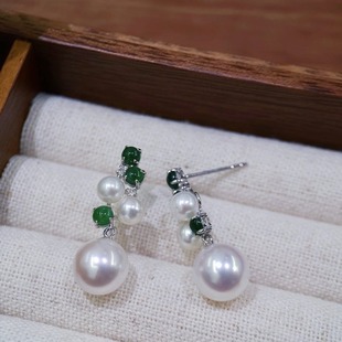 18K Gold Accessories, Emerald Diamond Multi-Bead Earrings, Reference Beads 4-5mm; 8-9mm Accessories Without Beads
