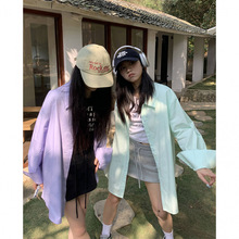 满江月韩版简约纯色翻领长袖衬衫女春装新款高级感叠穿纯棉开衫潮