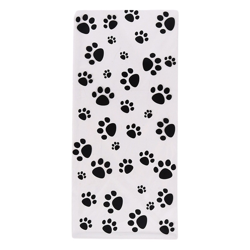 OPP bolsa de papel de vidrio plano transparente huellas de cachorro bolsa de embalaje de caramelo galleta snack regalo bolsa de embalaje Alambre de lazo