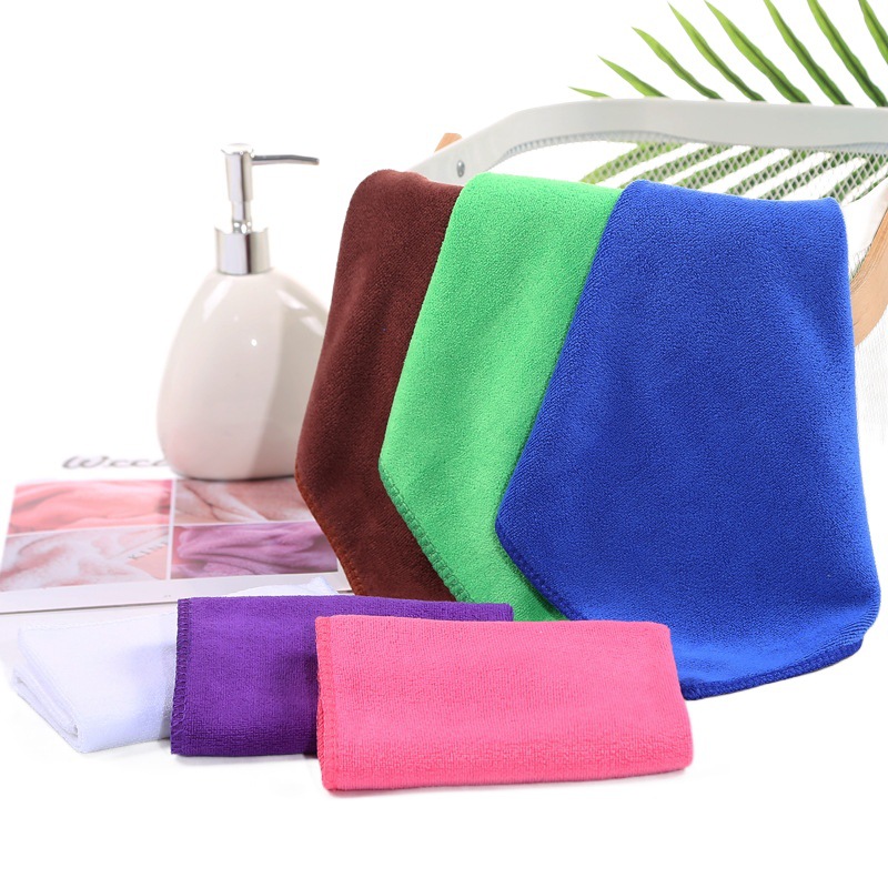Plain Square Towel Microfiber Cleaning Wipe Cleaning Small Towel Soft Absorbent Quick-drying Solid Color Car Interior Towel