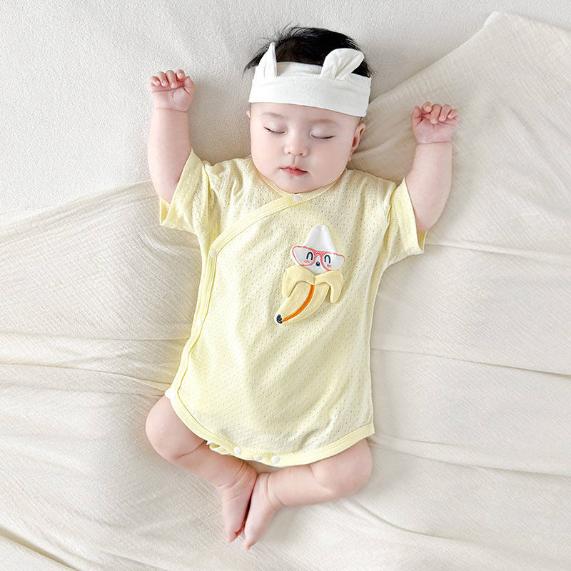 Mameluco de verano unisex para bebé, conjunto de verano de luna llena, mono de manga corta delgado con diseño de triángulo, ropa para recién nacido, body para bebé