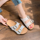 Summer new flat bottomed oversized flat strap Boken sandals for women, summer outerwear thick bottomed lazy casual beach shoes for women
