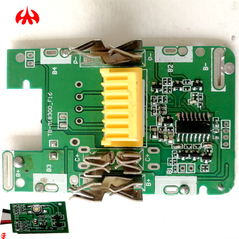 替代木田18V10节电动工具电池保护板无MOS管电量显示LED横灯板