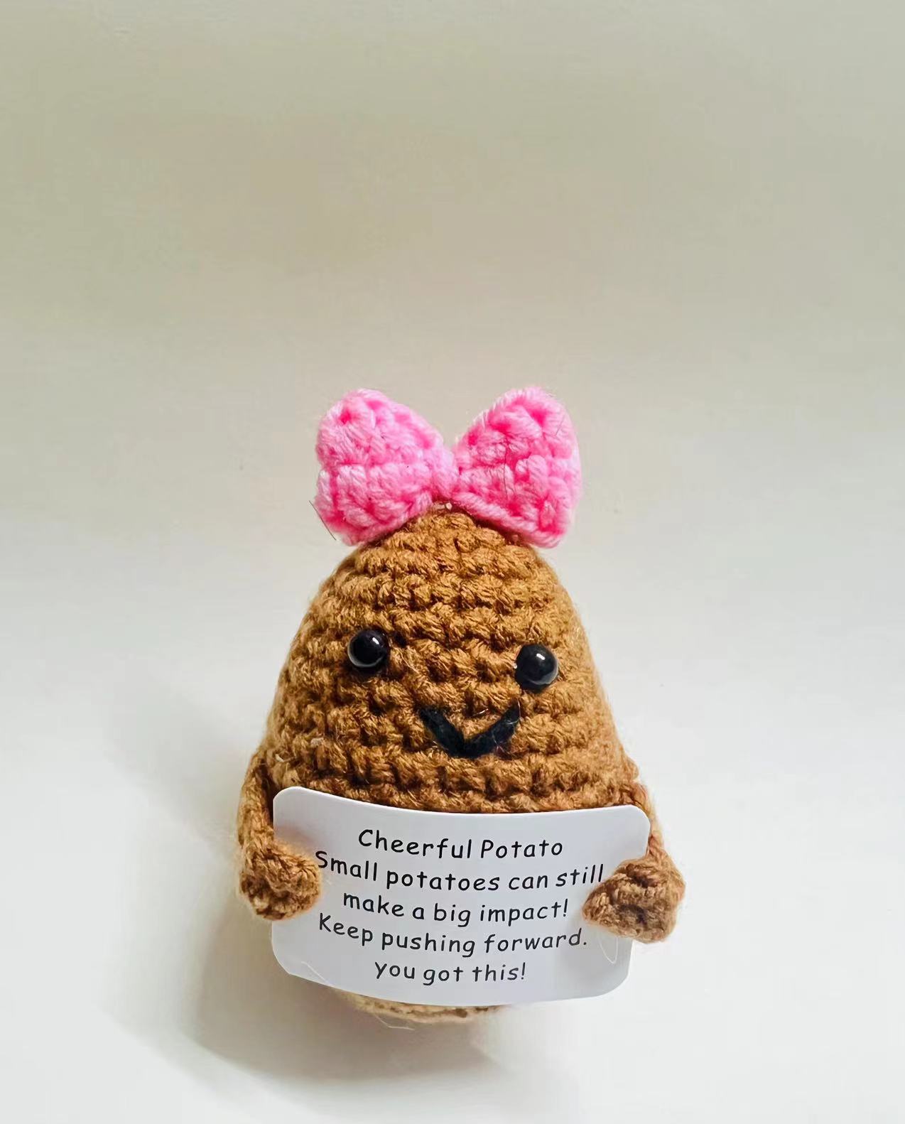 Amazon positivepotato hilado de lana tejida ganchillo patata divertida descompresión muñeca tejida a mano