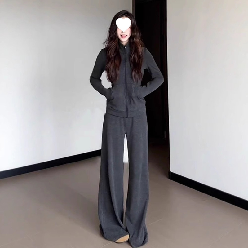 韩系高级感休闲运动服套装女秋季修身显瘦开衫卫衣时尚炸街两件套|undefined