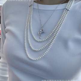 4-4.5mm淡水强光小灯泡正圆基本无暇高级感精工纯银扣多层毛衣链