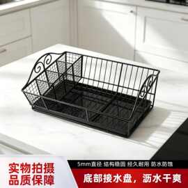 餐具沥水收纳架铁艺高温漆家用厨房沥水篮大容量防锈工艺水槽