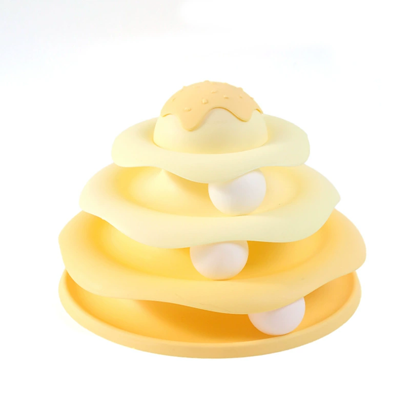 Interactive Cat Toy — Ice‑Cream Stack Plastic Play Tower, Pet Entertainment, multi-size 20–24 cm