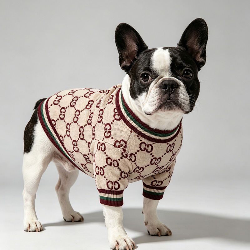 Designer pet turtleneck sweater for autumn and winter, stretchy knitted dog cardigan for French Bulldogs, Corgis, Schnauzers, small and medium-sized pets