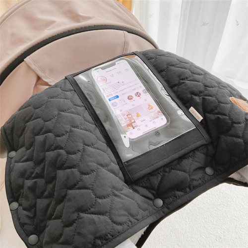 ins Korean baby stroller warm gloves stroller handle windproof handlebar cover with mobile phone pocket