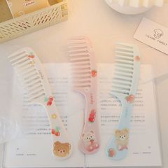 卡通可愛防靜電美發梳家用密齒梳寬齒梳便攜女生直發美發尖尾梳子