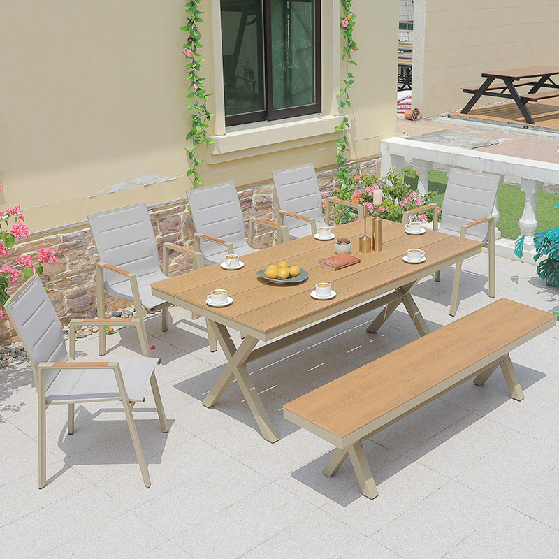 Mesa y silla de malla de ocio moderno terraza de villa al aire libre patio al aire libre balcón combinación de mesa y silla a prueba de agua y protección solar