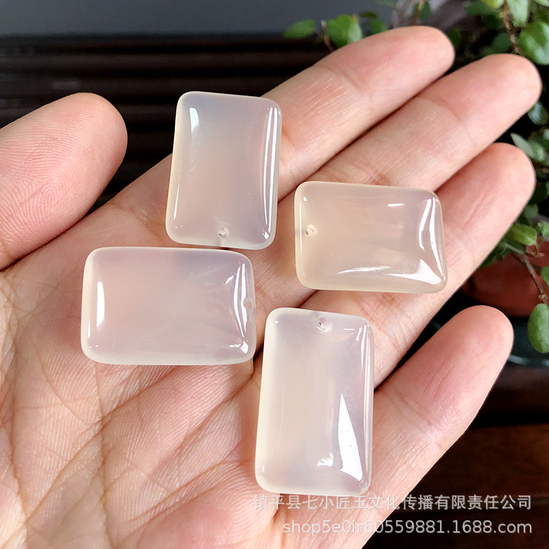Natural ice through white chalcedony peace no matter brand pendant wholesale white agate bread brand pendant small brand jade pendant