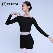梵舒秋冬舞蹈毛衣上衣短裤套装芭蕾舞练功服外搭长袖成人女儿童