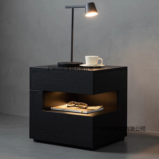 Designer Minimalist Bedside Table Italian Creative Bedside Cabinet Modern Black Bedside Table Black
