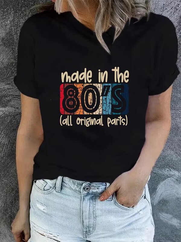 All original components, letter-printed vintage t-shirts made in the 1980s, crew neck tops All original components, letter-printed vintage t-shirts made in the 1980s, crew neck tops