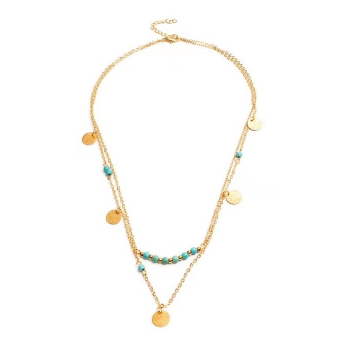 European and American foreign trade multi-layered turquoise pendant necklace, fashionable trend, temperament matchless, choker chain accessory wholesale